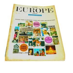 Vintage 1968 Psychedelic Retro Explore Europe American Express Travel Brochure